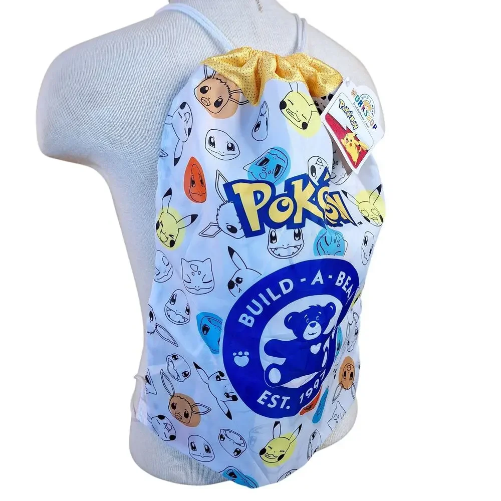 Pokemon Build-a-bear drawstring backpack bag NEW logo pikachu squirtle evie kids